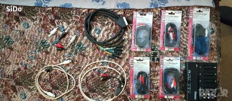 Лот от разпределител за аудио с-ма,съединители за удължение,кабели с евробукса,с жакове ,5-ци и др., снимка 1