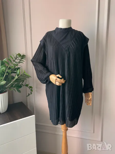Zara Черна рокля с дълъг ръкав, L размер, снимка 1