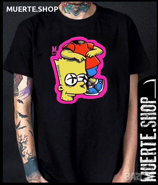 Черна тениска с щампа BART BEHEADED, снимка 1