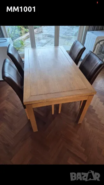 Маса + столове Трапезна/Разтегателна Дъбов Масив, снимка 1