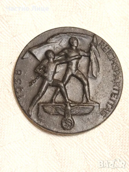 Оригинален Знак Значка Плакет Трети Райх Reichsparteitag 1938 г NSDAP - , снимка 1