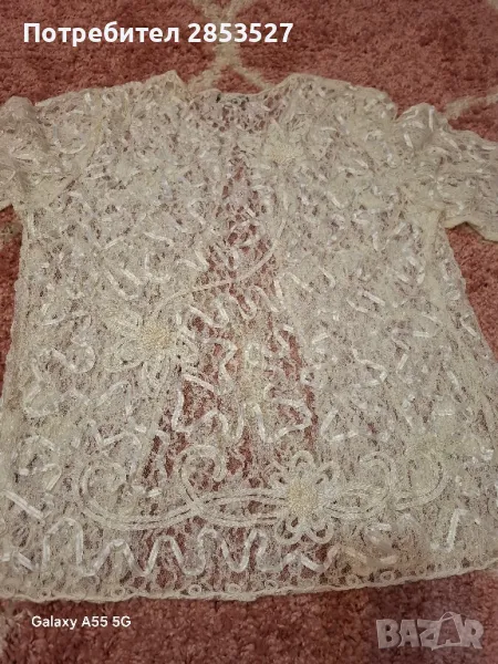 Бяла финна Жилетка /дантела и перли, снимка 1