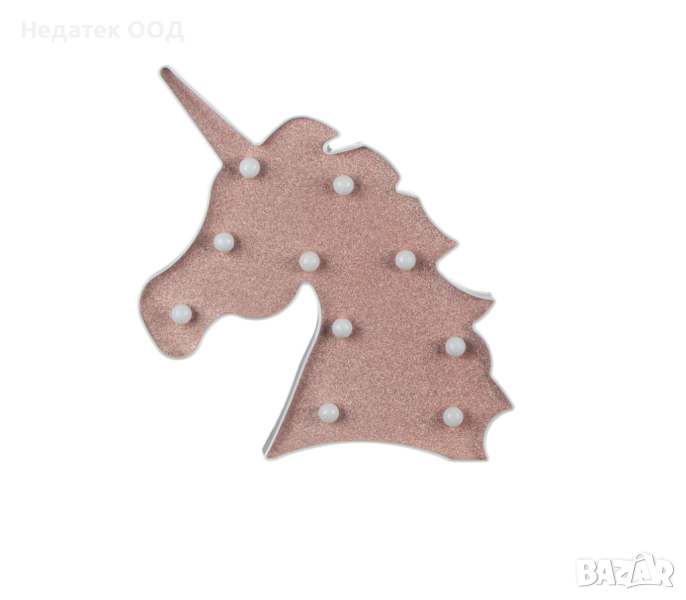 Лампа Еднорог, розов блясък, 25x3x25 см, снимка 1