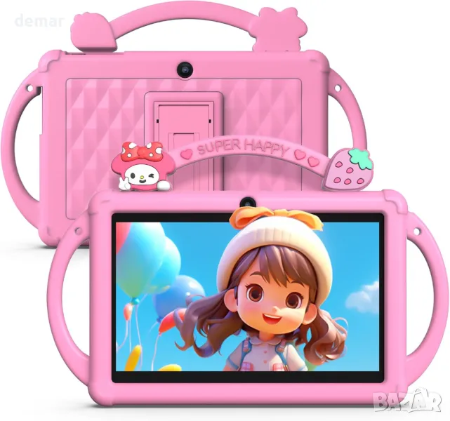 7-инчов детски таблет BAKEN, Android 13, четириядрен процесор, 4GB RAM, 32GB ROM, 3500mAh, розов, снимка 1