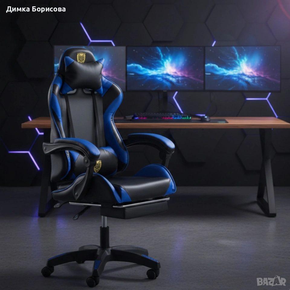 Геймърски стол с поставка за крака , снимка 1