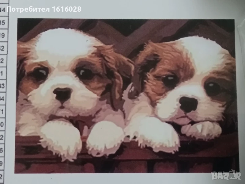 Нов голям диамантен Гоблен опънат на платно - картина,"Двете кученца"., снимка 1