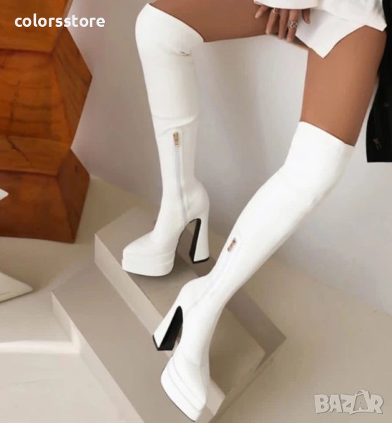 Чизми на ток - бяла кожа - YSV2, снимка 1