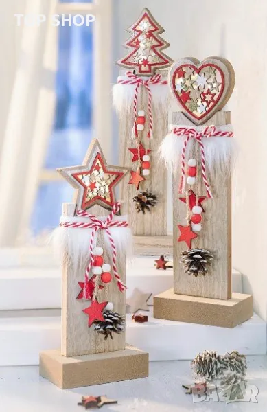 Коледни LED колони за украса, комплект 3 броя, снимка 1