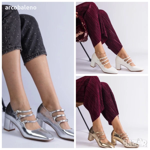 Дамски обувки на висок ток с декоративни катарами Izida, 3цвята , снимка 1