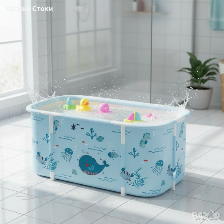 Сгъваема XXL вана с възглавница и изолация, снимка 1