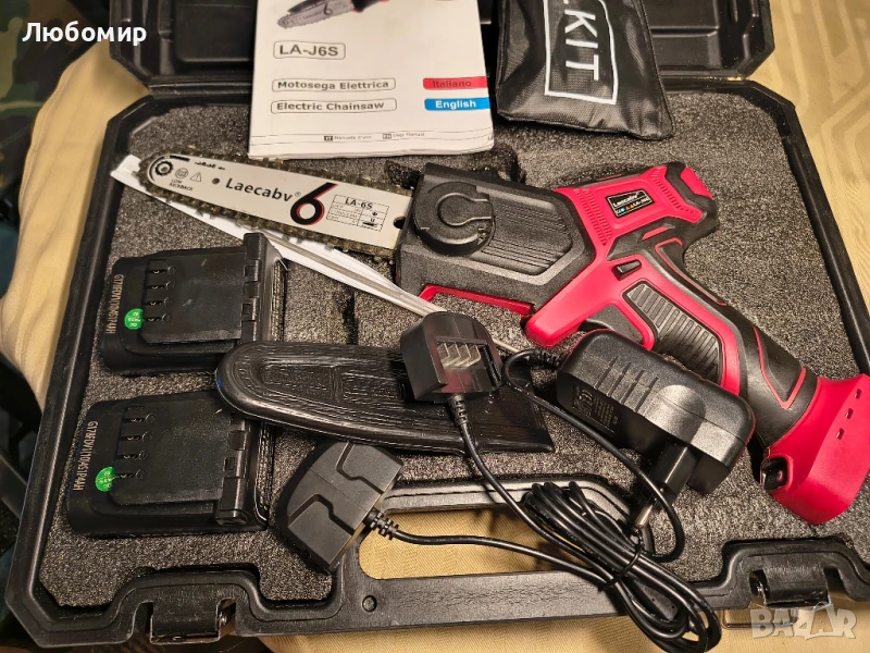 Laecabv Мини електрическа резачка 6 инча с една ръка, безжична миниатюрна  с 2 бр. 16.8v/4Ah 

, снимка 1