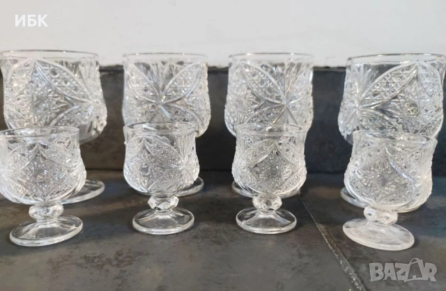 Нови! Комплект кристални чаши за вино и уиски или ракия, снимка 3 - Сервизи - 53497942
