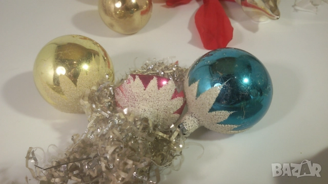 Лот ретро коледни орнаменти от тънко стъкло, снимка 9 - Декорация за дома - 52058870