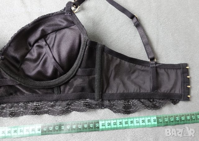 75В черен кожен сутиен/бюстие с дантела на чашките и подгръдната част., снимка 15 - Корсети, бюстиета, топове - 41580522