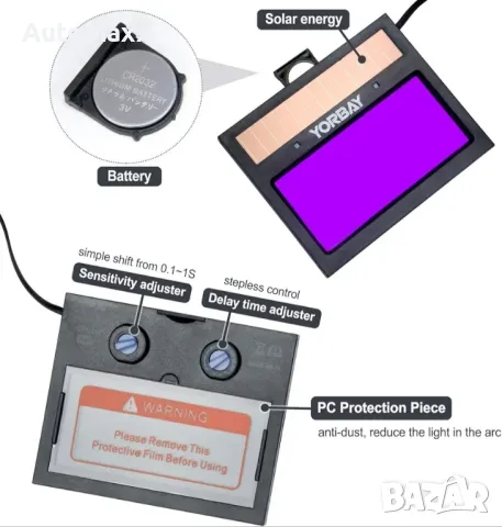 Соларна маска за заваряване Yorbay, снимка 5 - Други инструменти - 50225211