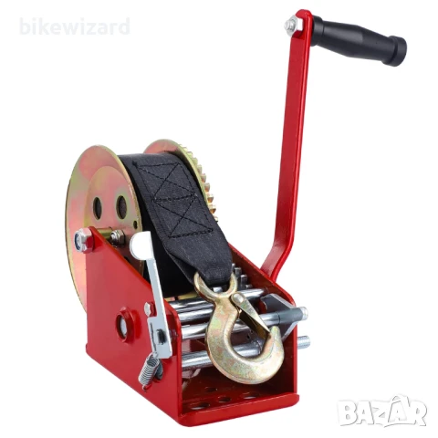 Ръчна лебедка Pindex с 10 м лента 1600 кг/3500 м, кабелна лебедка със спирачка НОВА