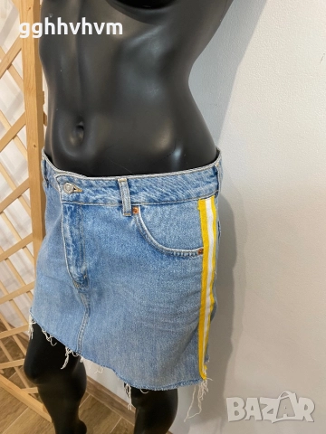 Дънкова пола с кант, снимка 2 - Поли - 52188496