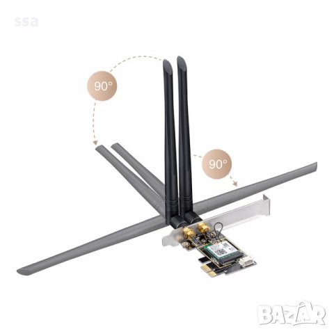  Cudy Мрежова карта , WiFi 6, PCIe, 2.4/5 GHz, 574 - 2402 Mbps - WE3000 - 24 месеца гаранция, снимка 3 - Мрежови адаптери - 41190904