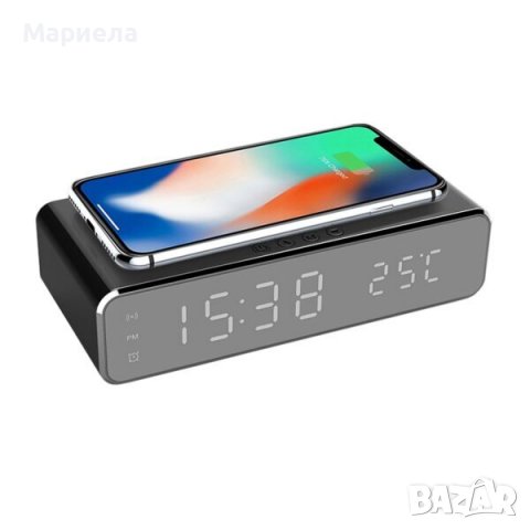 Цифров будилник с функция за безжично зареждане / БЕЗЖИЧНО ЗАРЯДНО ЧАСОВНИК + ТЕРМОМЕТЪР