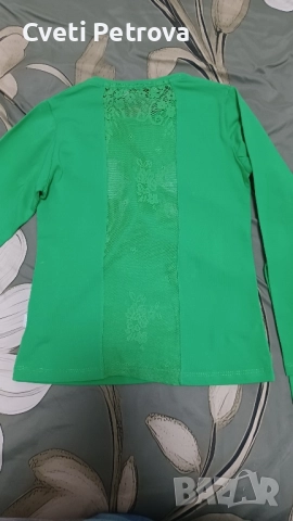 сет от две нови зелени детски памучни уникални блузки за момичета 122см и 128см , снимка 3 - Детски Блузи и туники - 51976305