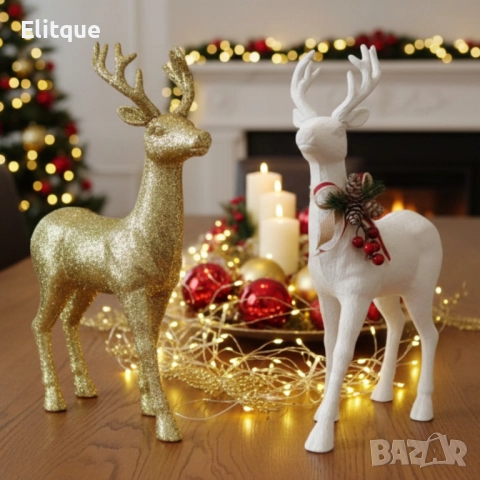 Декоративен Коледен eлен – Златист или бял, с празнични детайли, снимка 4 - Други стоки за дома - 52629513