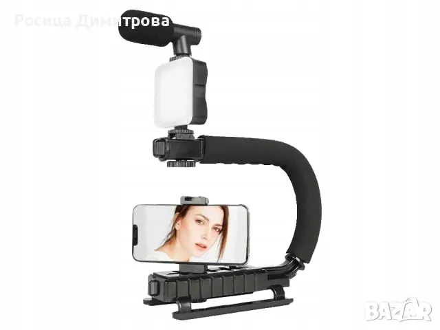 Видео,Tik Tok статив с микрофон, LED светлина и Bluetooth дистанционно, снимка 3 - Селфи стикове, аксесоари - 49554429