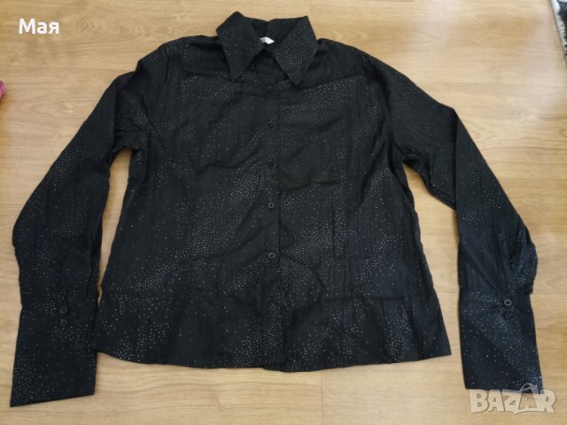 Елегантна черна дамска риза с камъчета, снимка 5 - Ризи - 38844542