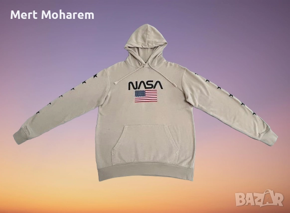 Суитшър H&M NASA с качулка, като ново, размер M, бежов