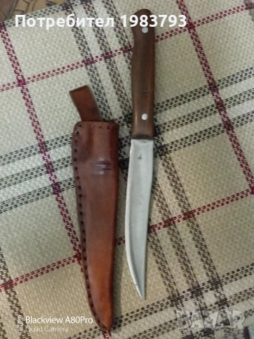 Стар майсторски нож,в кожена кания., снимка 3 - Ножове - 53274486