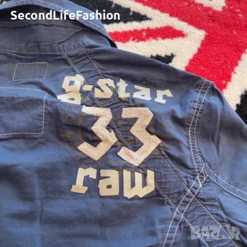 Дамска риза G-Star Raw 3301 Just The Product, синя, с копчета тип „тик-так“, размер S, снимка 6 - Ризи - 52796496