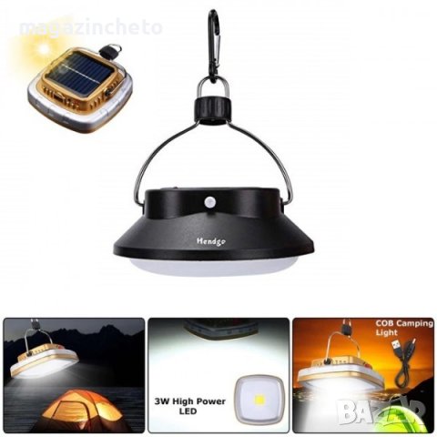 Соларна лампа с карабинер за окачване , снимка 1 - Соларни лампи - 42061409
