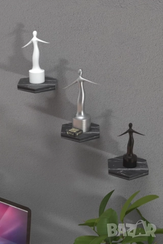 Рафтчета за стена/Комплект от 3 шестоъгълни етажерки за стена 5 цвята, снимка 3 - Етажерки - 52305084