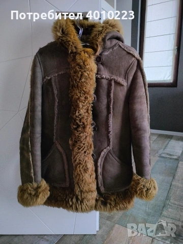 Дамско зимно кожено яке с косъм – много топло