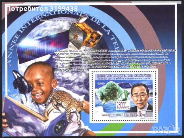 Чист блок Международната година на Земята 2008 от Гвинея, снимка 1 - Филателия - 34499300
