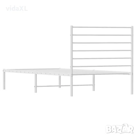vidaXL Метална рамка за легло с горна табла, бяла, 80x200 см, снимка 8 - Спални и легла - 56147206