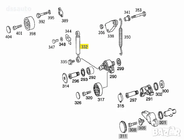 Демпфер (успокоител/амортисьор) пистов ремък Mercedes W201 W202 W124 W210 W126 W140 Sprinter Vito, снимка 3 - Части - 45217647