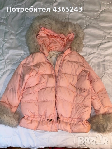 Дамско розово зимно късо яке с пух размер М, снимка 2 - Якета - 52576719