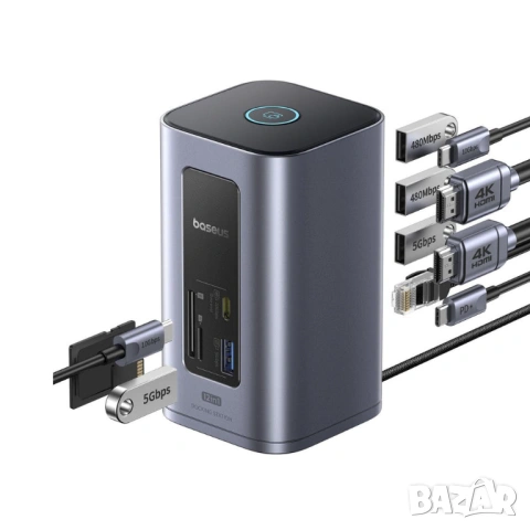 Докинг станция Baseus Nomos NU1 Air Win 12-в-1, снимка 5 - Лаптоп аксесоари - 53733257