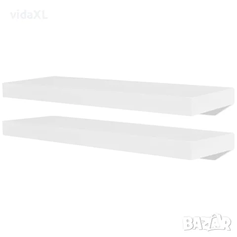 vidaXL Бял МДФ плаващ стенен рафт за съхранение на книги/DVD