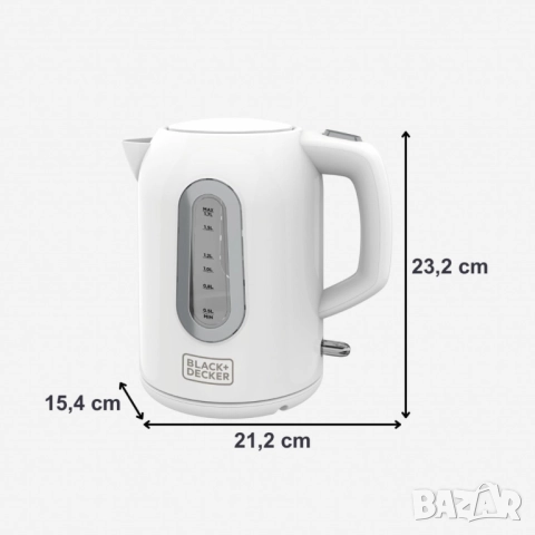 Електрическа кана Black+Decker BXKE2204E 2200W, 1.7L, снимка 2 - Друга електроника - 51895570