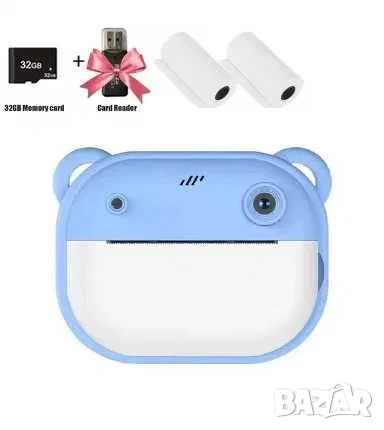 Детски фотоапарат с принтер 32BG,камера с незабавно отпечатване, снимка 2 - Електрически играчки - 46862080