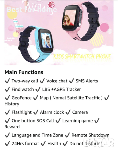 Детски смарт часовник, SIM карта, проследяване, разговори от PTHTECHUS, снимка 11 - Други - 44829075