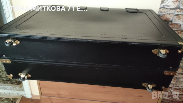 Presto огромен кожен куфар черен със златист обков, снимка 8 - Куфари - 51679566