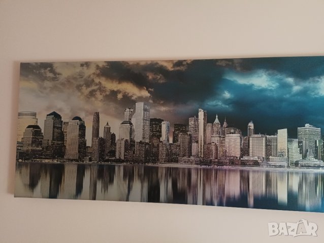 Картина Golden City, лазарен принт 150/60 см. , снимка 3 - Картини - 44176593