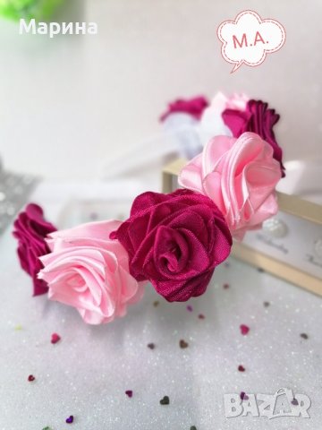 Диадема 7 малиново-розови рози, снимка 3 - Аксесоари за коса - 44270125