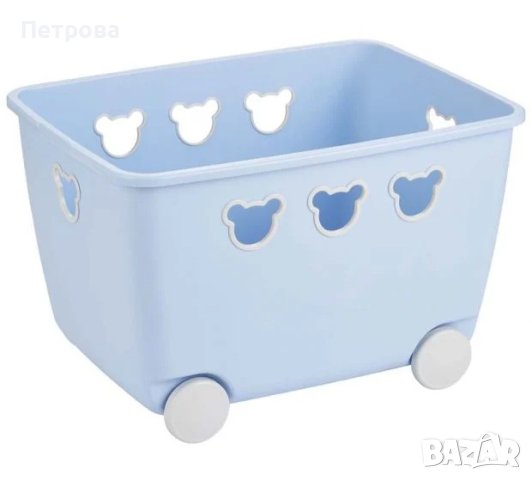 Кутия за детски играчки на колелца-53x39x37 см./ синя кутия за съхранение на детски играчки и аксесо, снимка 2 - Мебели за детската стая - 42010837