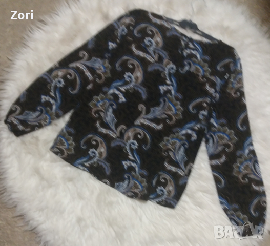 СТРАХОТНА риза/блуза в синьо-кафяв пейсли принт, снимка 6 - Ризи - 44649359