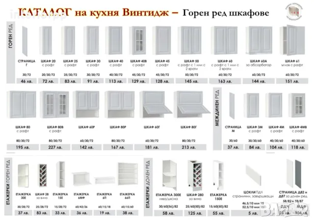 Кухня ъглова Винтидж МДФ 160/200 см - Сноу от модулни шкафове. Безплaтен Проект, снимка 4 - Кухни - 32957216