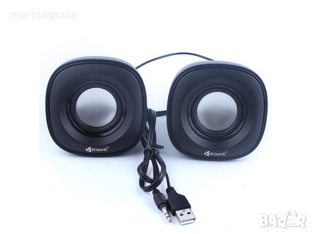 Тонколонки за компютър Kisonli V350, 2x3W, USB, Черен