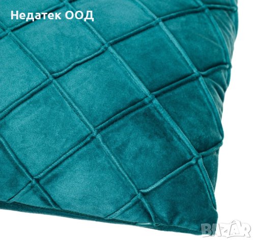 Декоративна възглавница с релефни ромбове, 45x45см, Петрол, снимка 3 - Възглавници - 41020625